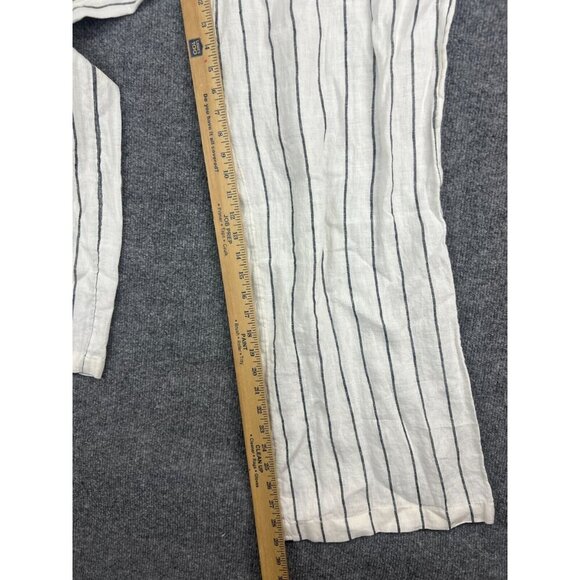 Joie 100% Linen Pants Women's 12 Beige Striped Belted Wide Leg NWT - Picture 7 of 10